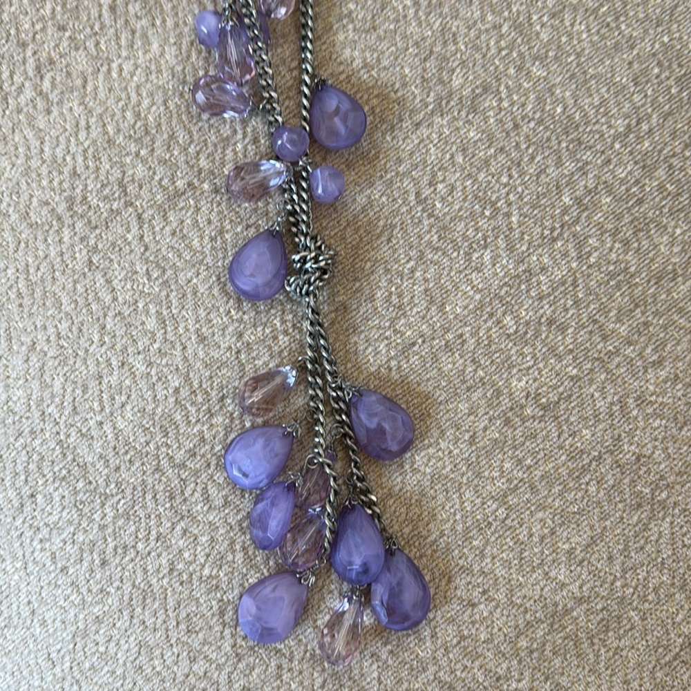 EUC Vintage LOFT Elegant Purple Beaded Necklace with Silver Chain, 19” - Picture 3 of 6